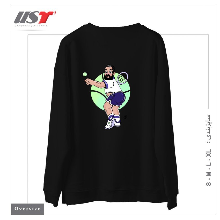 طرح RACQUET MAN سوییشرت اورسایزرنگ مشکی