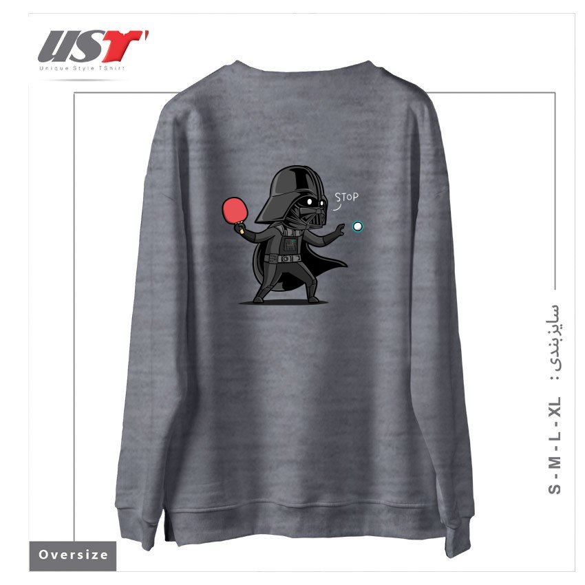 طرح SPORTY BUDDY - TABLE TENNIS سوییشرت اورسایزرنگ طوسی ملانژ