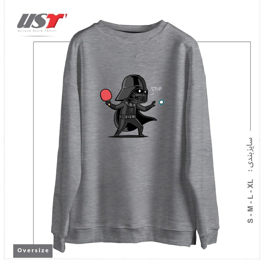 طرح SPORTY BUDDY - TABLE TENNIS سوییشرت اورسایزرنگ طوسی ملانژ