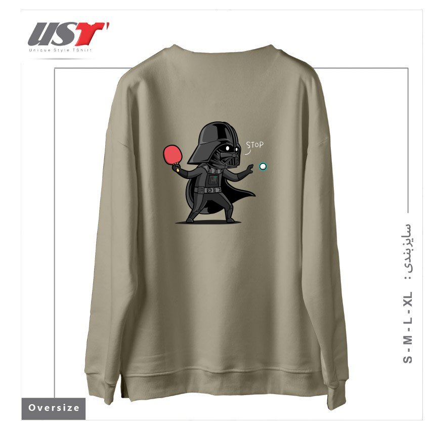 طرح SPORTY BUDDY - TABLE TENNIS سوییشرت اورسایزرنگ نخودی