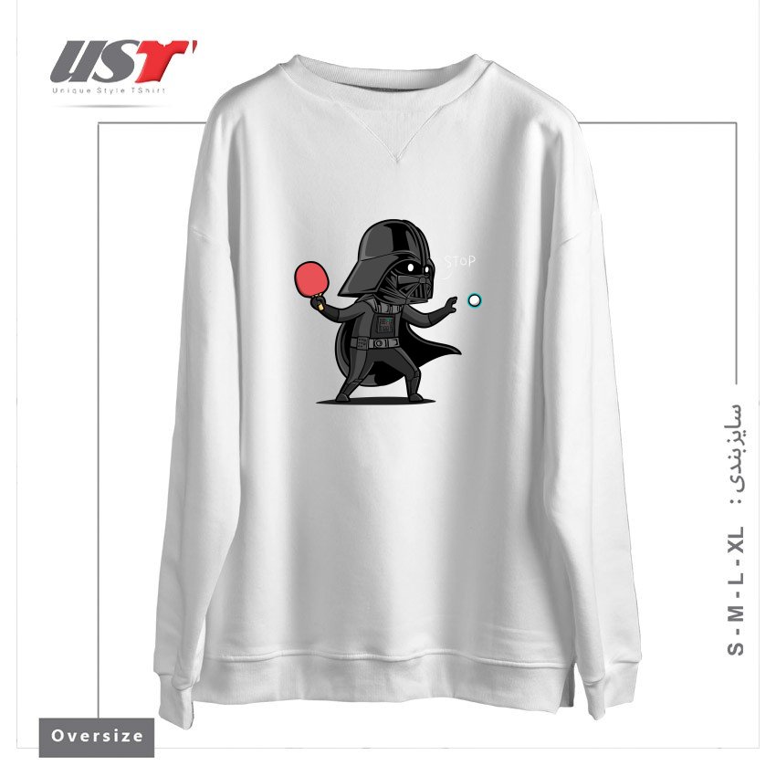 طرح SPORTY BUDDY - TABLE TENNIS سوییشرت اورسایزرنگ سفید