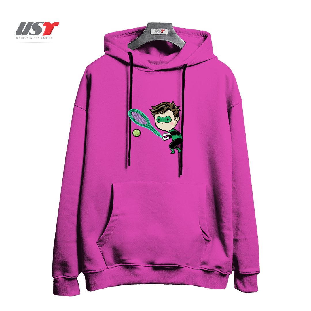 طرح SPORTY BUDDY TENNIS هودی اورسایزرنگ صورتی