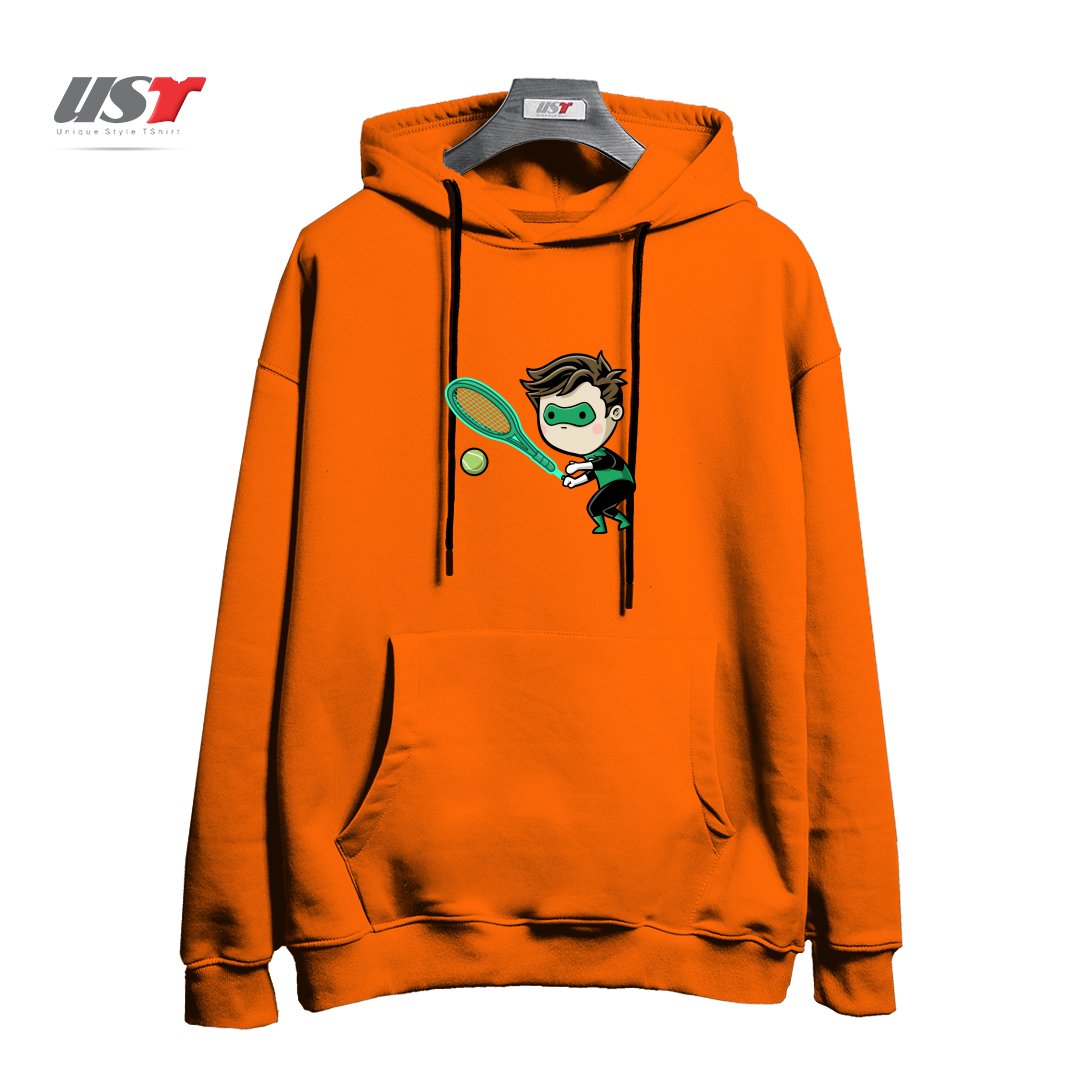 طرح SPORTY BUDDY TENNIS هودی اورسایزرنگ نارنجی