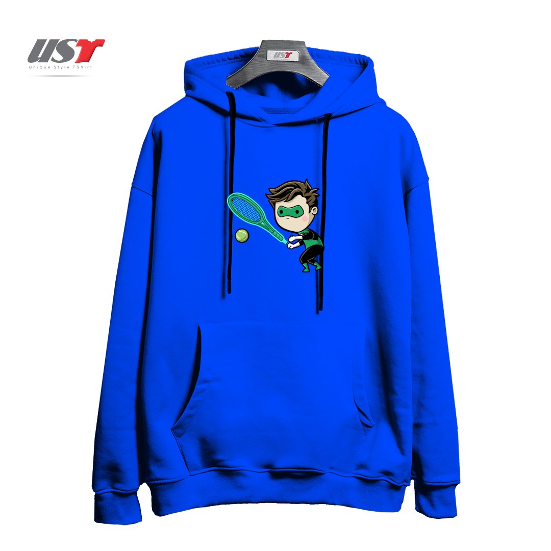 طرح SPORTY BUDDY TENNIS هودی اورسایزرنگ آبی شالی