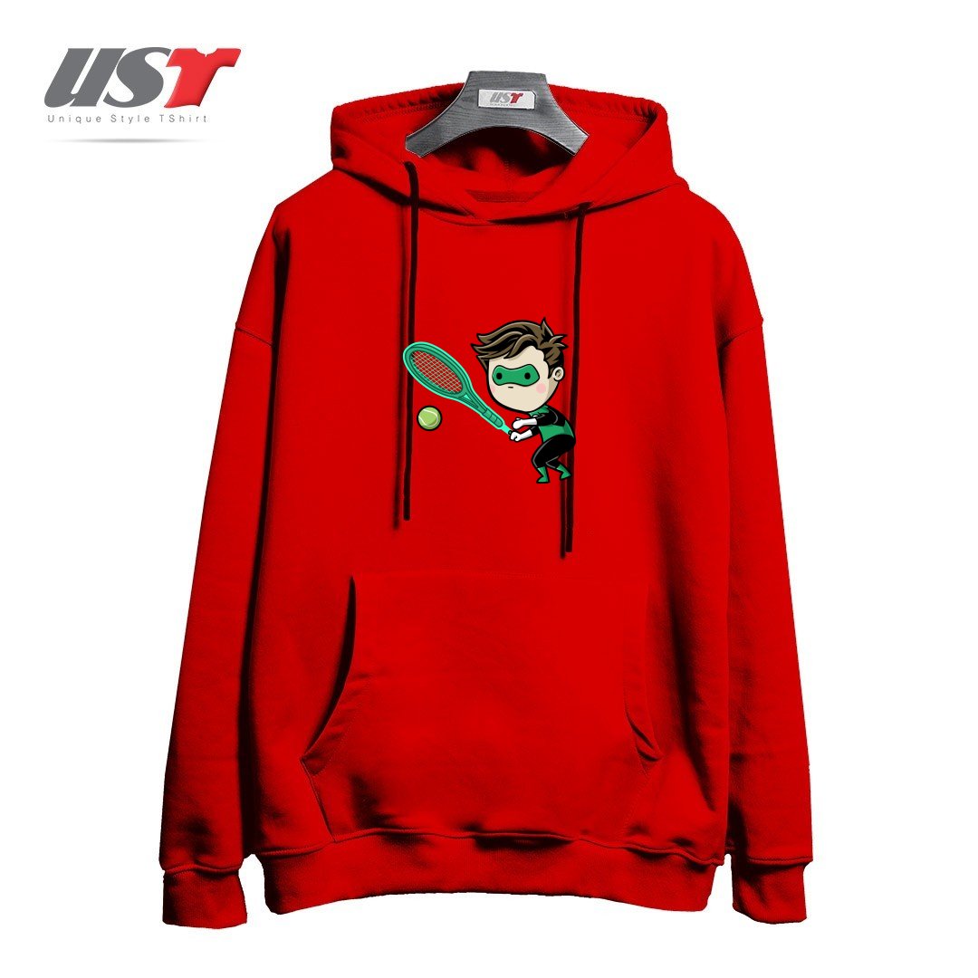 طرح SPORTY BUDDY TENNIS هودی اورسایزرنگ قرمز