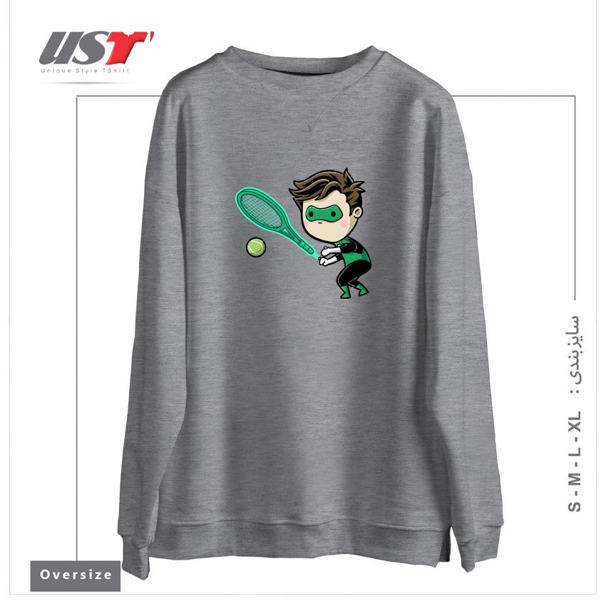 طرح SPORTY BUDDY TENNIS سوییشرت اورسایزرنگ طوسی ملانژ