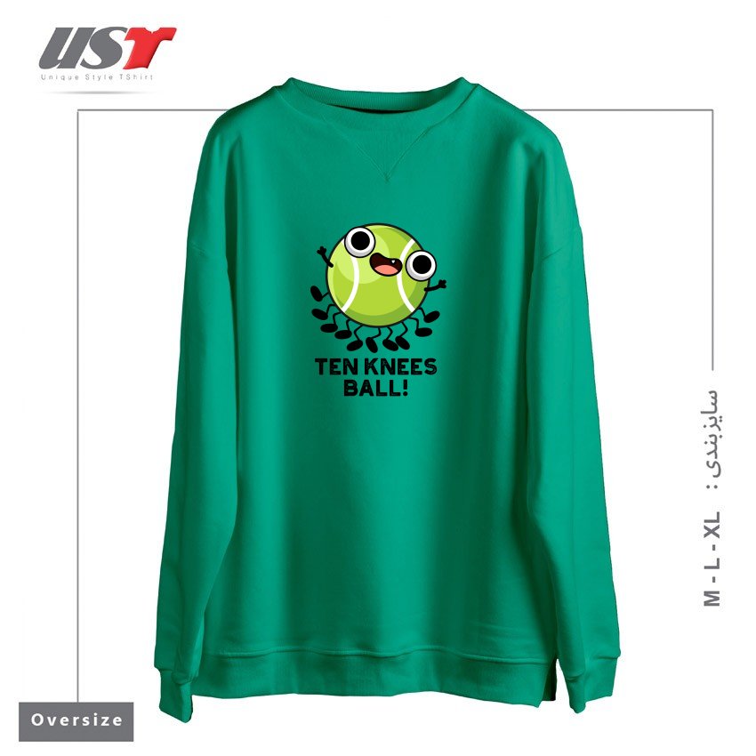 طرح TEN KNEES BALL FUNNY TENNIS PUN سوییشرت اورسایزرنگ سبز سدری