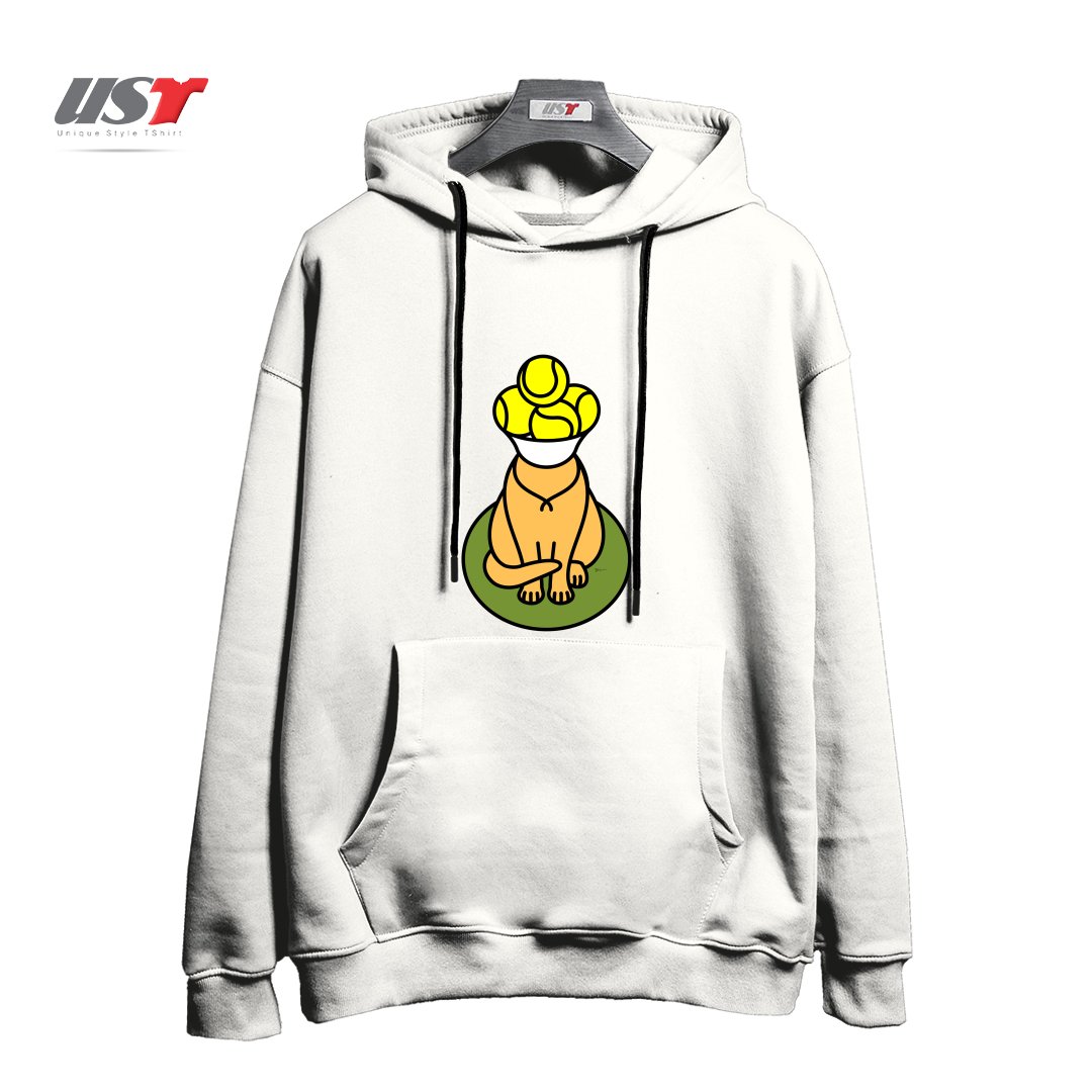 طرح TENNIS CAT BALL PICKER - WIMBLEDON TH039 هودی اورسایزرنگ سفید