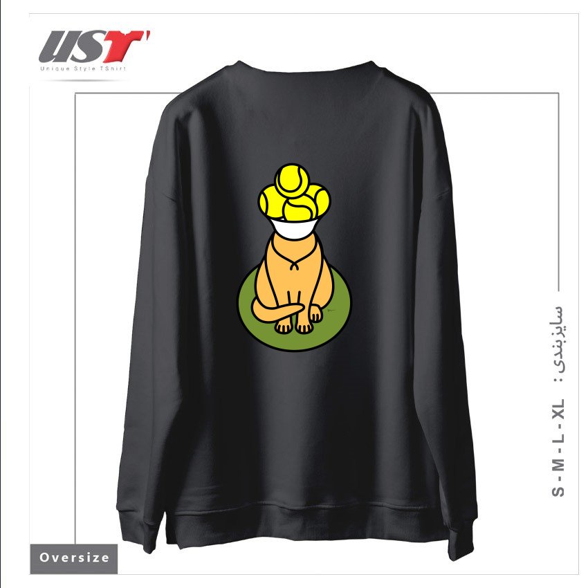 طرح TENNIS CAT BALL PICKER - WIMBLEDON TH039 سوییشرت اورسایزرنگ دودی