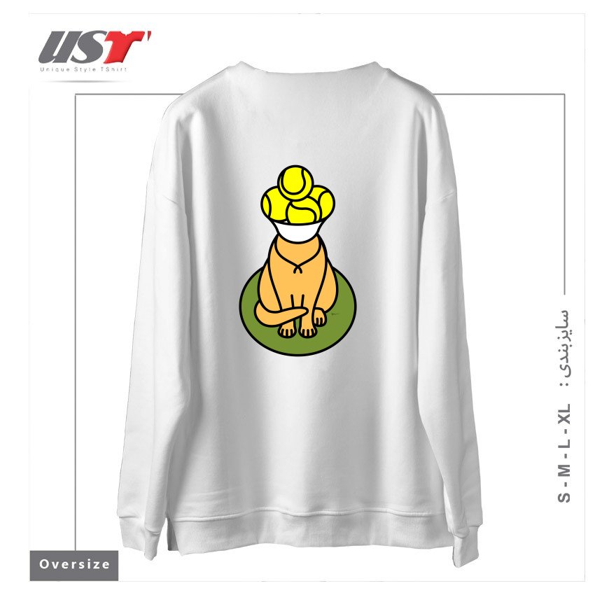 طرح TENNIS CAT BALL PICKER - WIMBLEDON TH039 سوییشرت اورسایزرنگ سفید