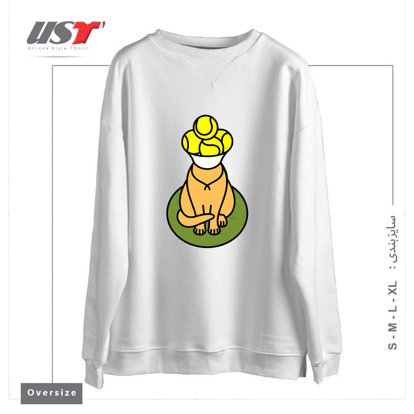 سوییشرت اورسایز طرح TENNIS CAT BALL PICKER - WIMBLEDON TH039