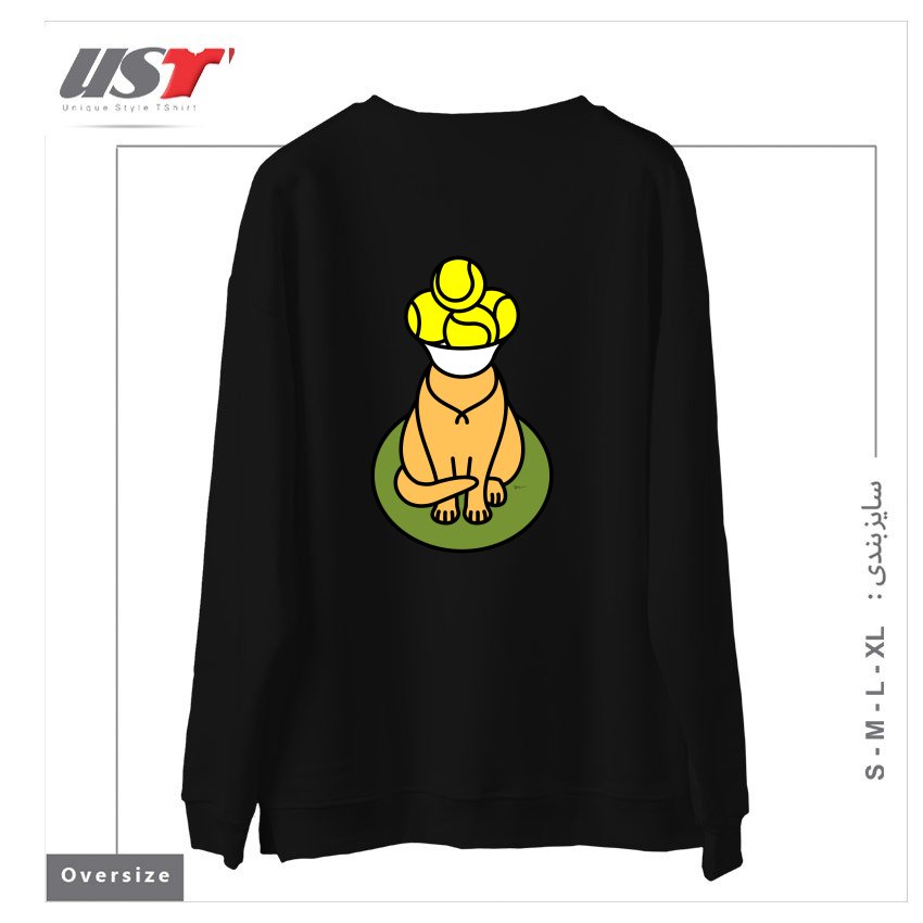 طرح TENNIS CAT BALL PICKER - WIMBLEDON TH039 سوییشرت اورسایزرنگ مشکی