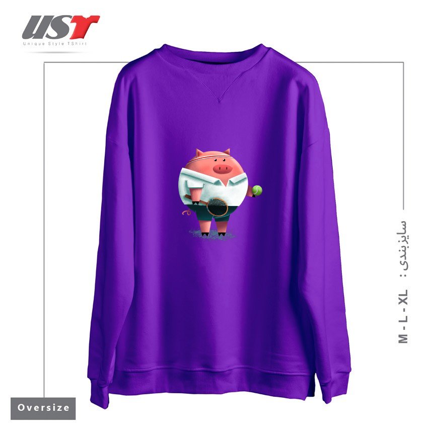 سوییشرت اورسایز طرح TENNIS PIG
