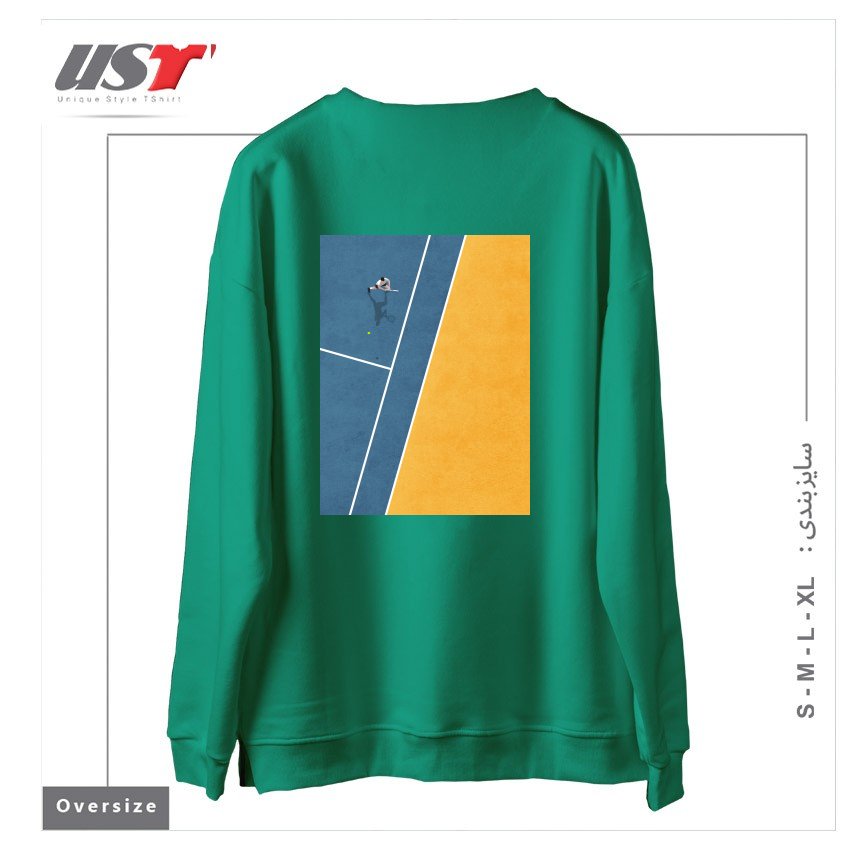 طرح TENNIS PLAYER سوییشرت اورسایزرنگ سبز سدری
