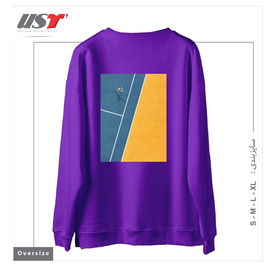 طرح TENNIS PLAYER سوییشرت اورسایزرنگ بنفش