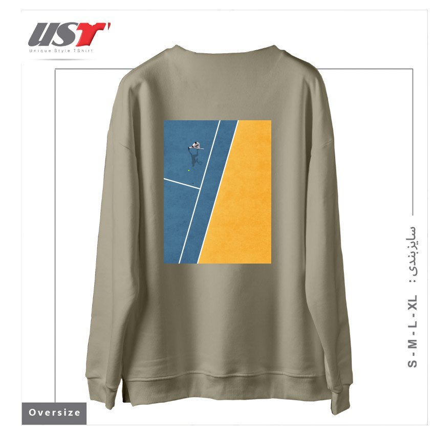 طرح TENNIS PLAYER سوییشرت اورسایزرنگ نخودی