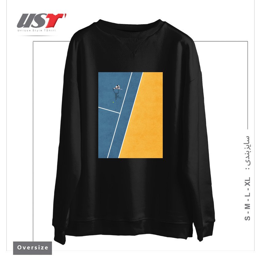 طرح TENNIS PLAYER سوییشرت اورسایزرنگ مشکی