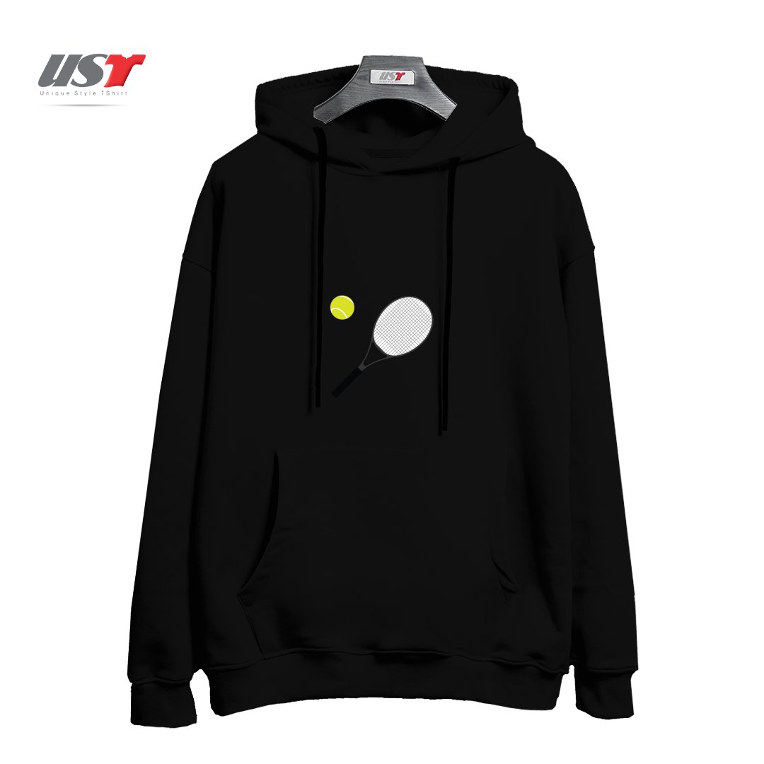 طرح TENNIS RACKET AND BALL 1 هودی اورسایزرنگ مشکی
