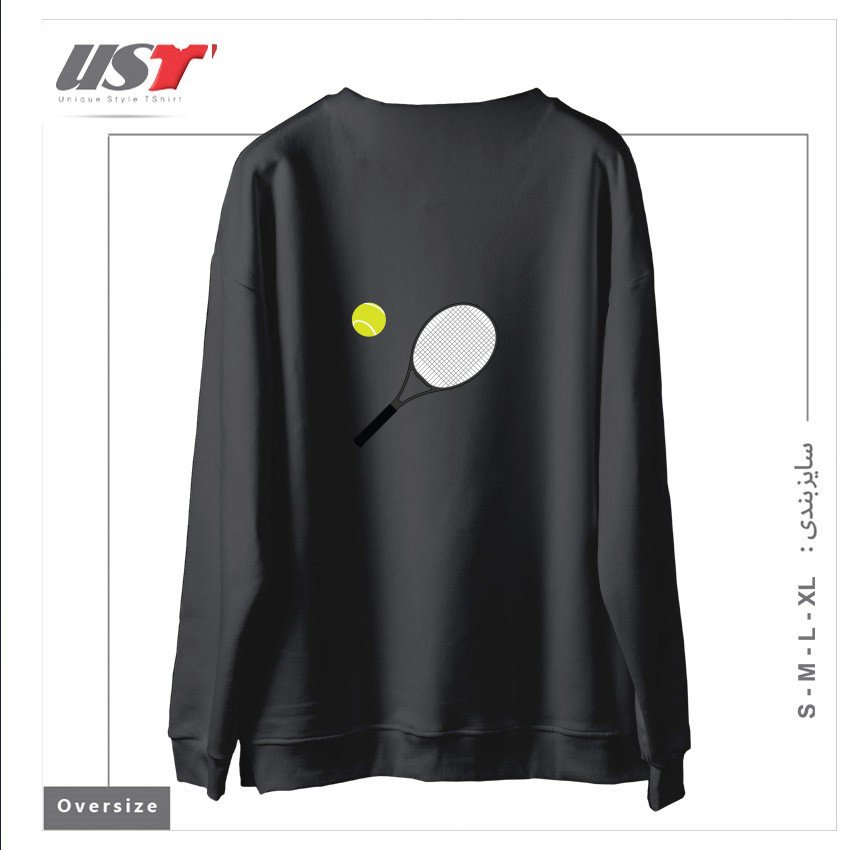 طرح TENNIS RACKET AND BALL 1 سوییشرت اورسایزرنگ دودی