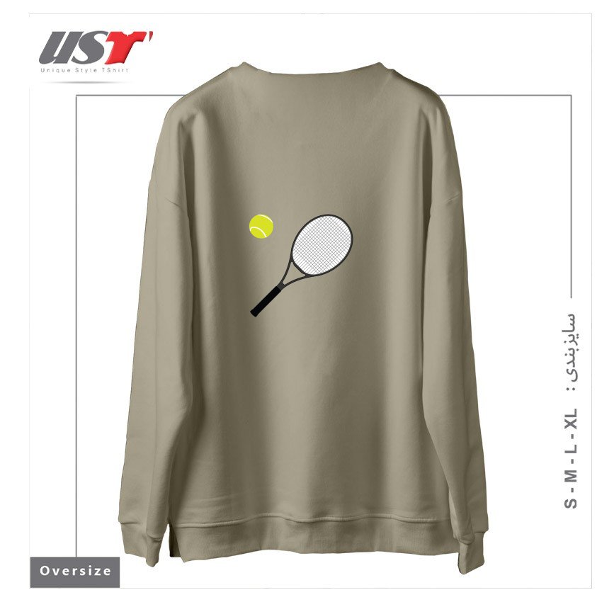 طرح TENNIS RACKET AND BALL 1 سوییشرت اورسایزرنگ نخودی