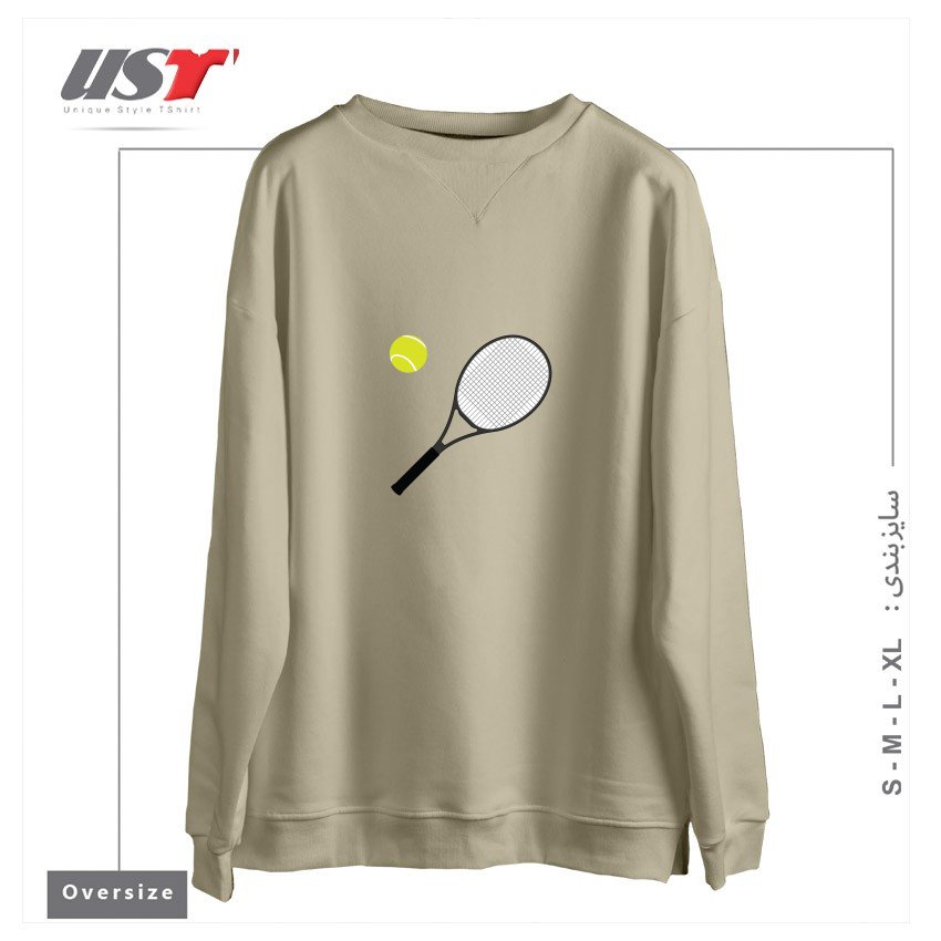 طرح TENNIS RACKET AND BALL 1 سوییشرت اورسایزرنگ نخودی