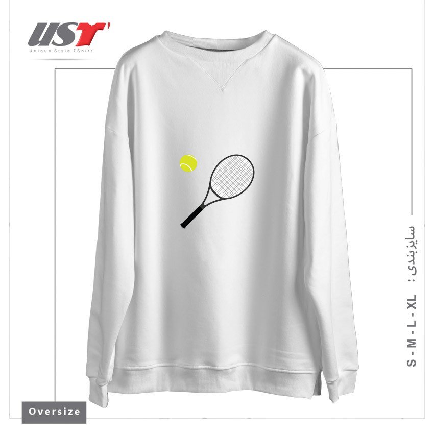 طرح TENNIS RACKET AND BALL 1 سوییشرت اورسایزرنگ سفید
