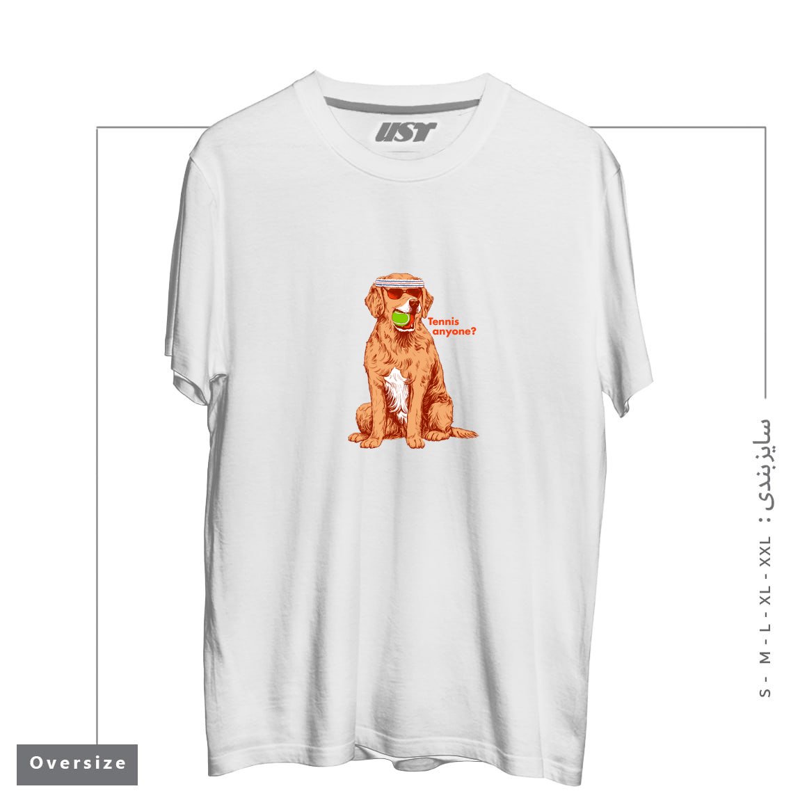 طرح TENNIS, ANYONE تیشرت اورسایزرنگ سفید