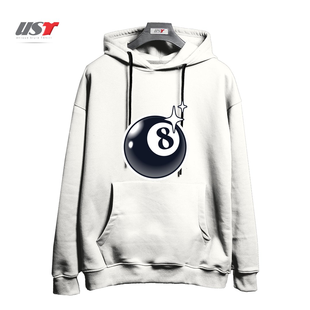 طرح 8 BALL هودی اورسایزرنگ سفید