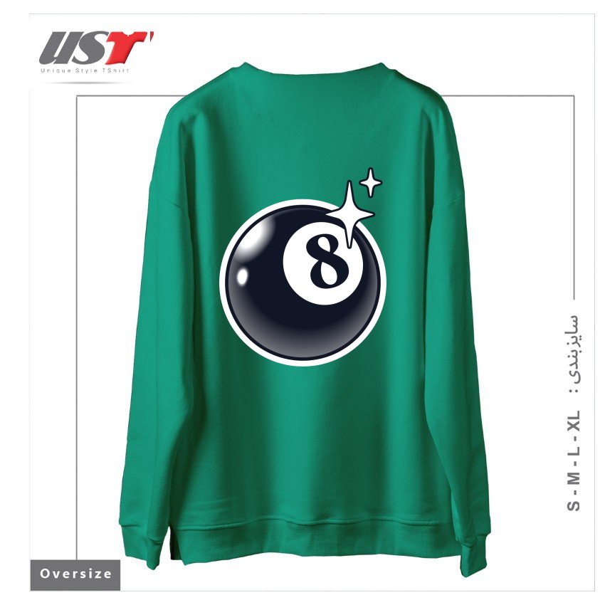 طرح 8 BALL سوییشرت اورسایزرنگ سبز سدری