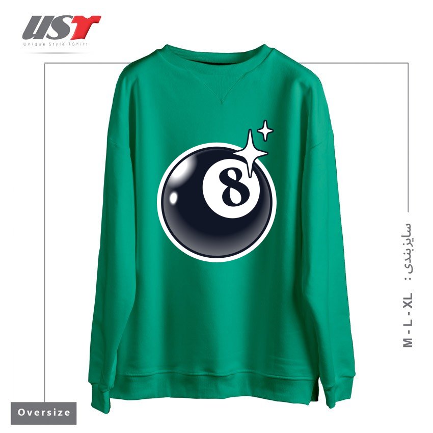 طرح 8 BALL سوییشرت اورسایزرنگ سبز سدری