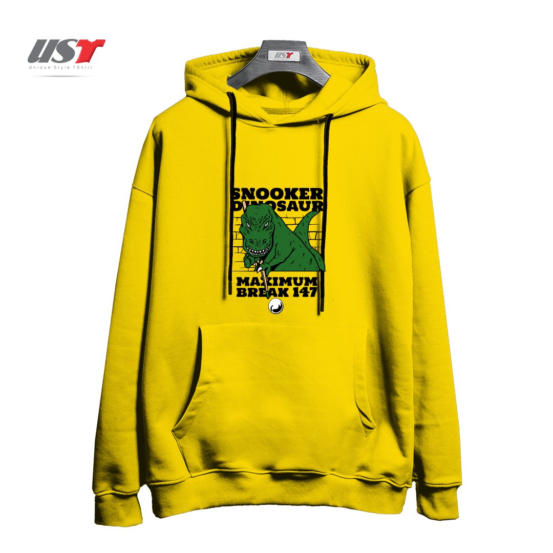طرح DINOSAUR PLAYING POOL  SNOOKER هودی اورسایزرنگ زرد