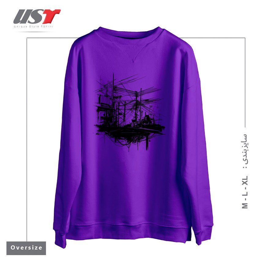 طرح ELECTRIC STREET سوییشرت اورسایزرنگ بنفش