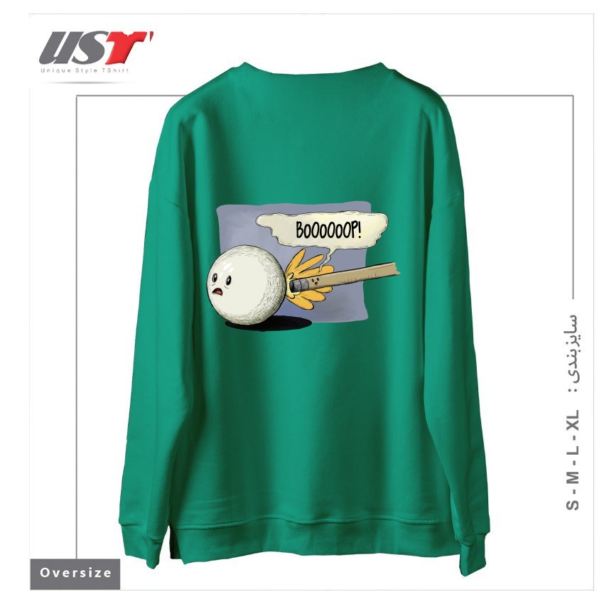 طرح POOL! سوییشرت اورسایزرنگ سبز سدری