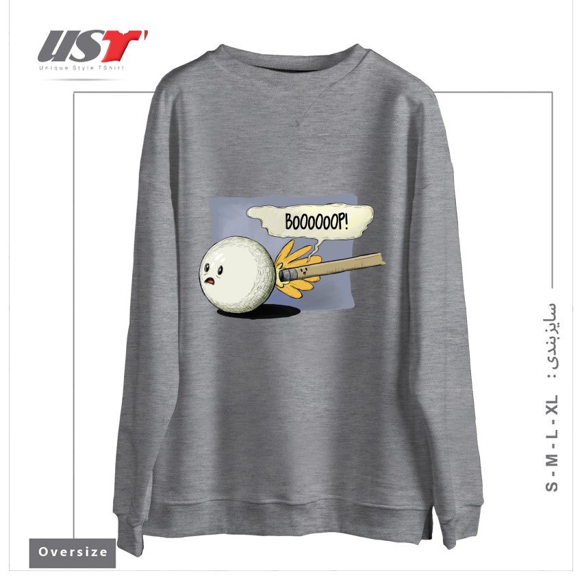 طرح POOL! سوییشرت اورسایزرنگ طوسی ملانژ