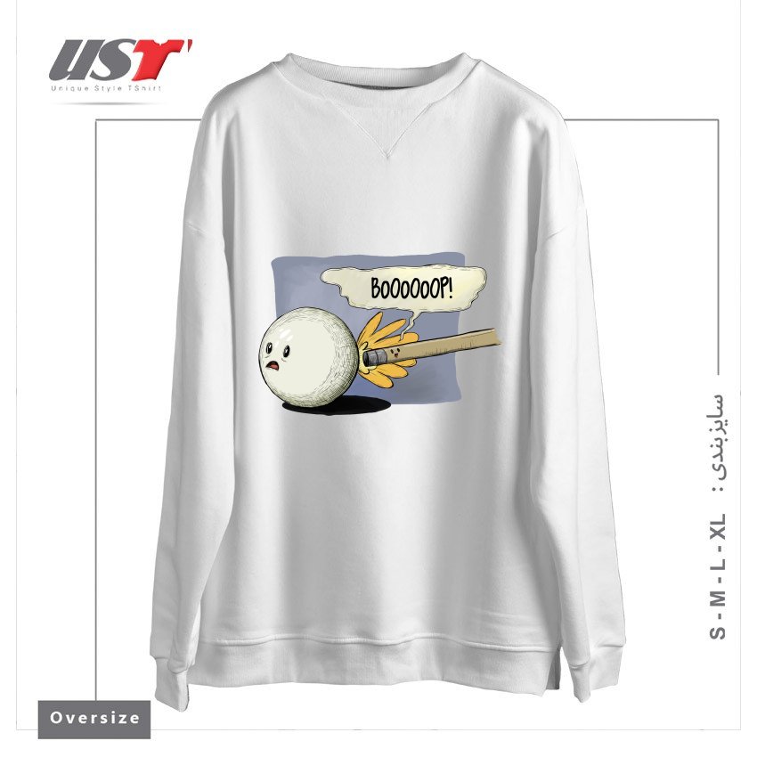 طرح POOL! سوییشرت اورسایزرنگ سفید