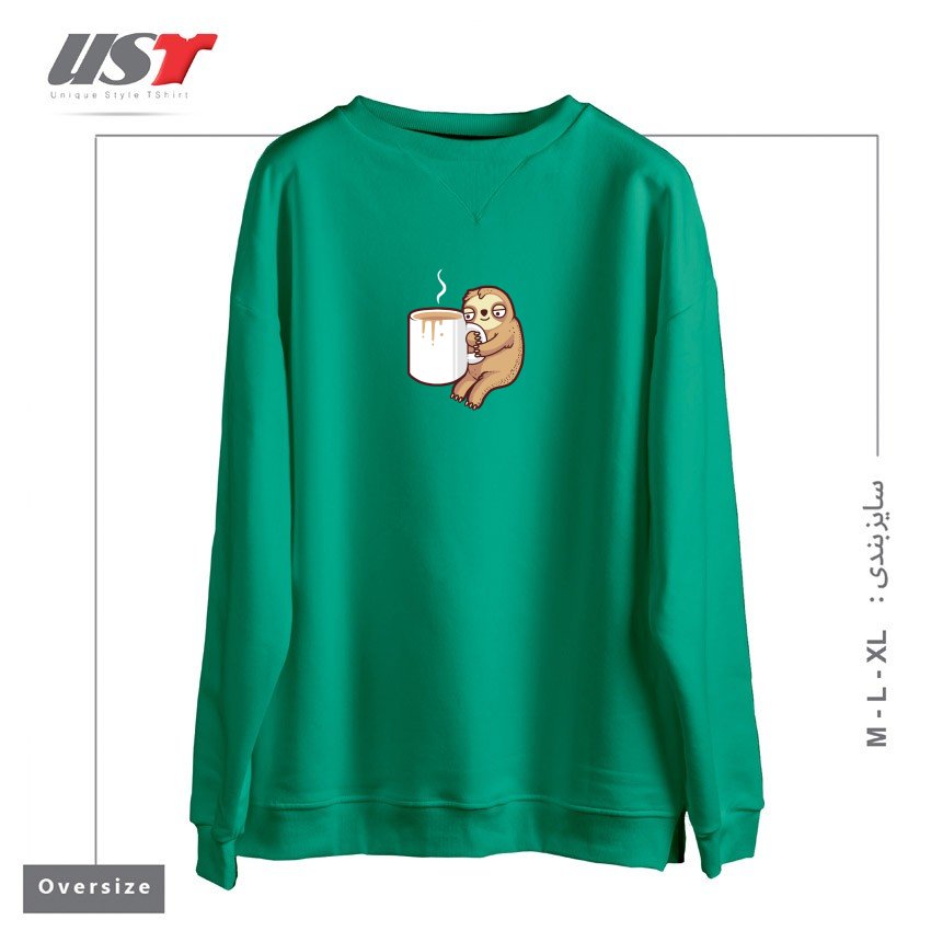 طرح AHH MORNINGS سوییشرت اورسایزرنگ سبز سدری