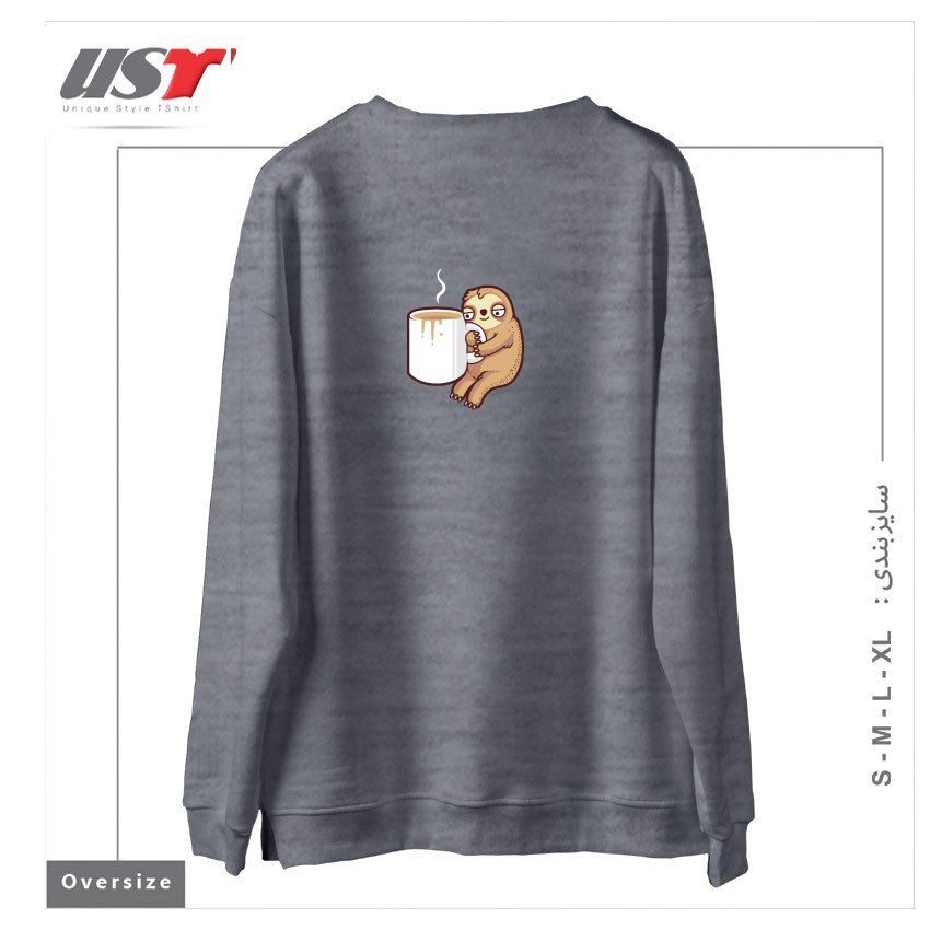 طرح AHH MORNINGS سوییشرت اورسایزرنگ طوسی ملانژ