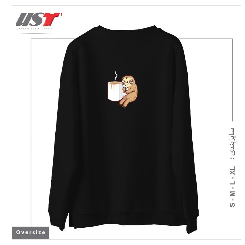 طرح AHH MORNINGS سوییشرت اورسایزرنگ مشکی