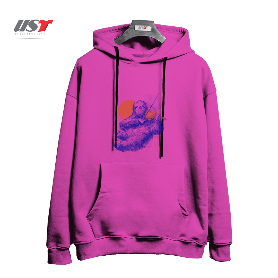 طرح A CALM SONG - CUTE MUSICIAN SLOTH GIFT هودی اورسایزرنگ صورتی