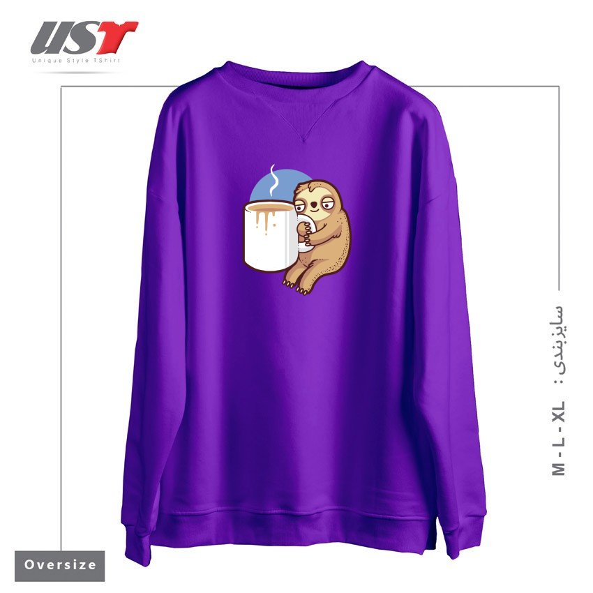 طرح AHHH MORNINGS سوییشرت اورسایزرنگ بنفش