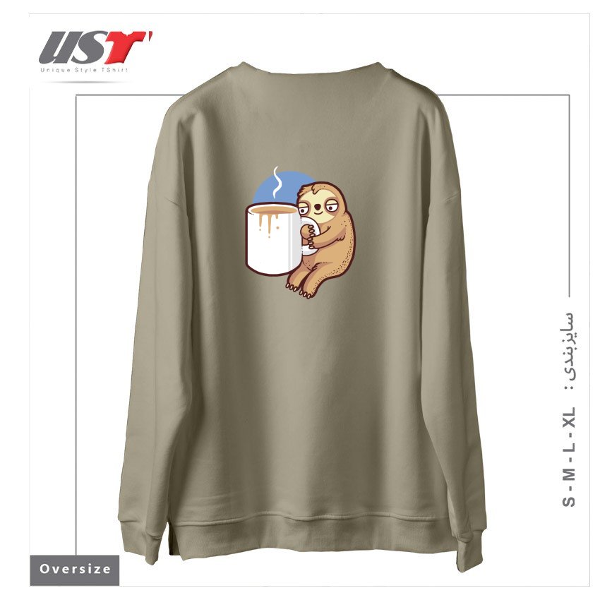 طرح AHHH MORNINGS سوییشرت اورسایزرنگ نخودی