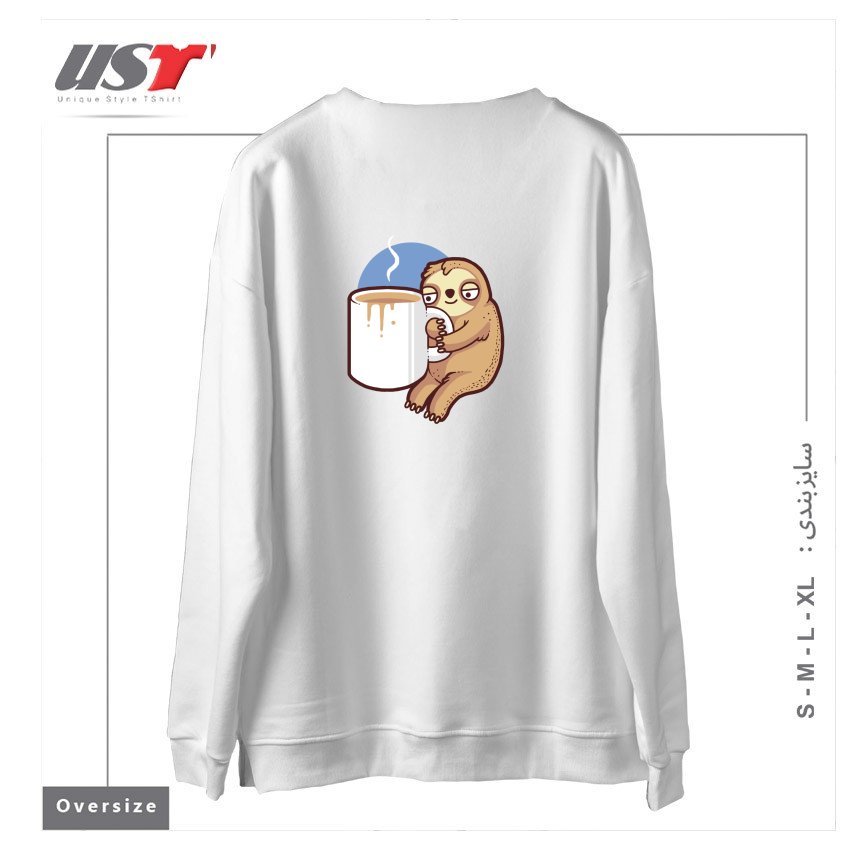 طرح AHHH MORNINGS سوییشرت اورسایزرنگ سفید