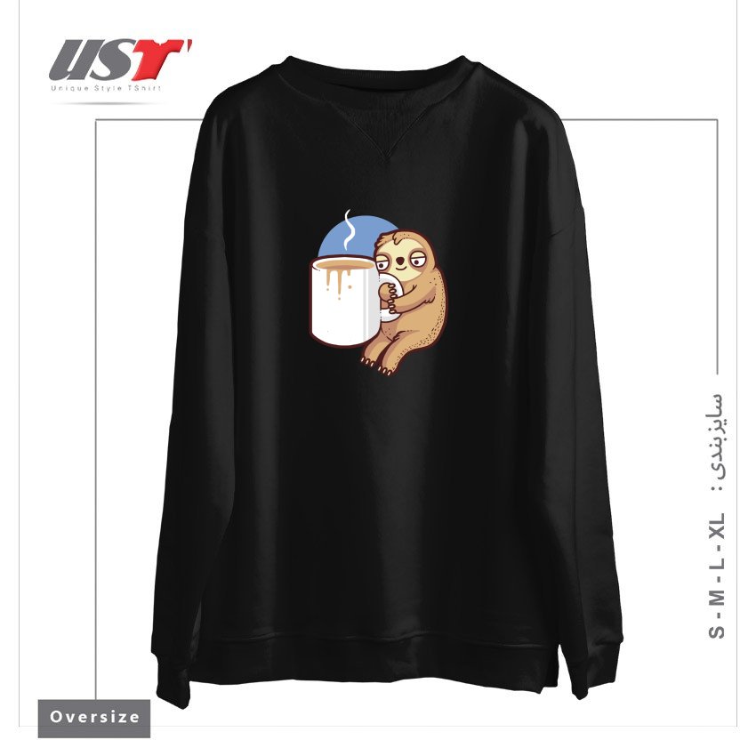 طرح AHHH MORNINGS سوییشرت اورسایزرنگ مشکی