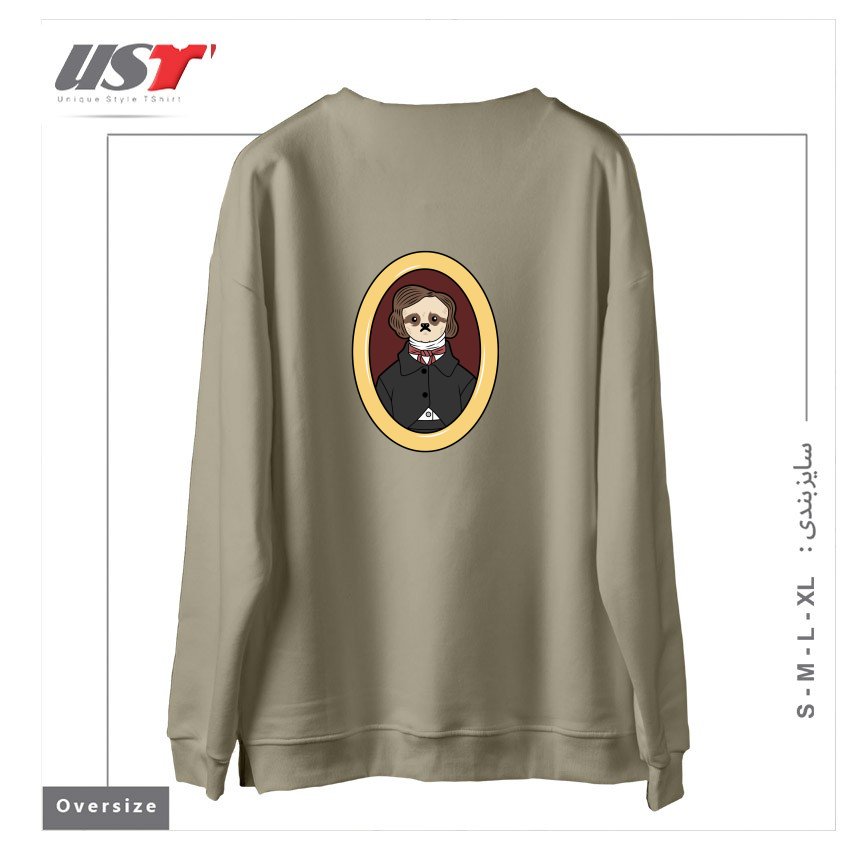 طرح EDGAR ALLAN SLOTH سوییشرت اورسایزرنگ نخودی