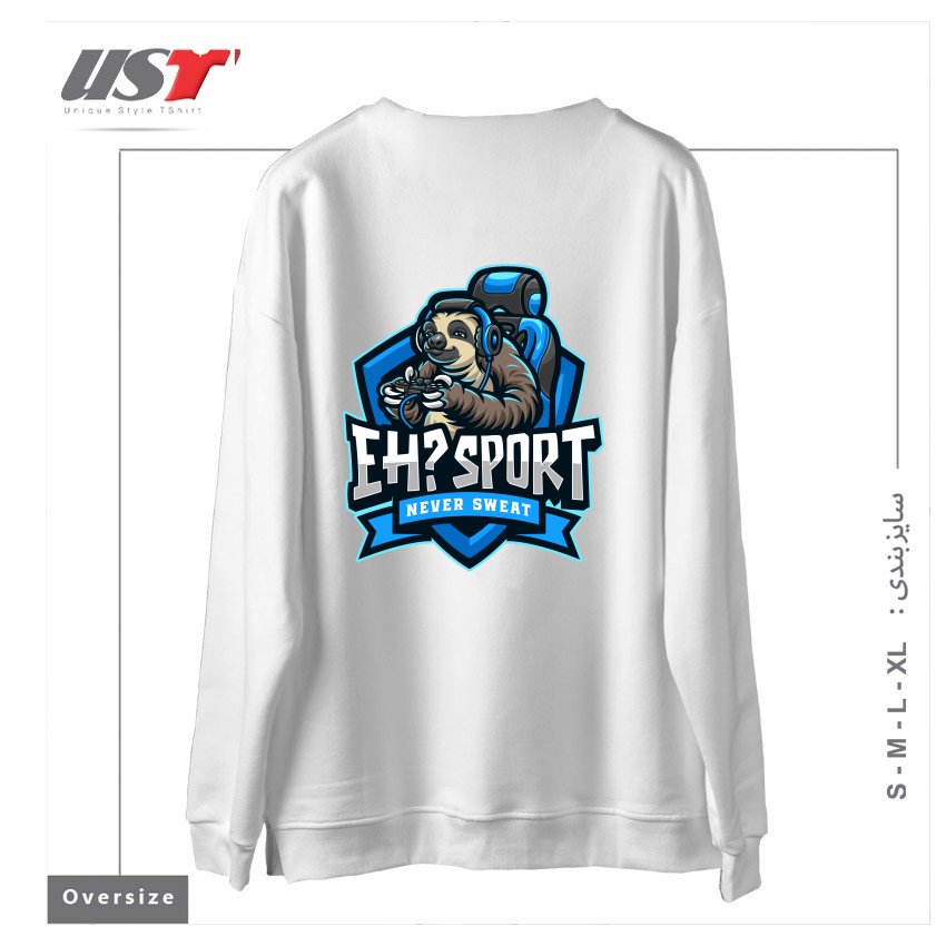 طرح EH SPORT سوییشرت اورسایزرنگ سفید