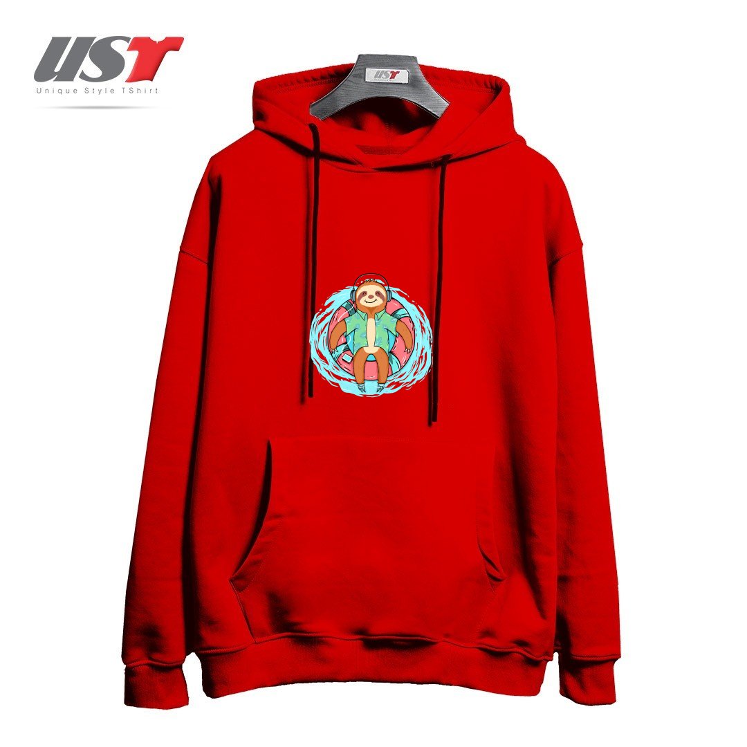 طرح EVERYDAY IS HOLIDAY هودی اورسایزرنگ قرمز