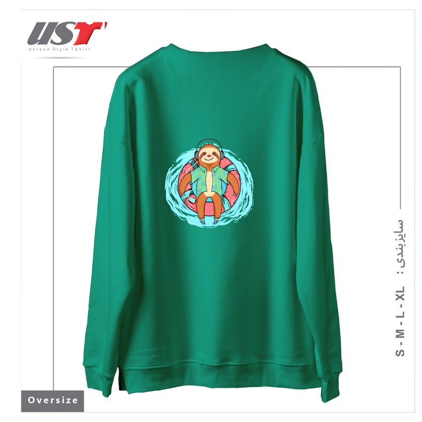 طرح EVERYDAY IS HOLIDAY سوییشرت اورسایزرنگ سبز سدری