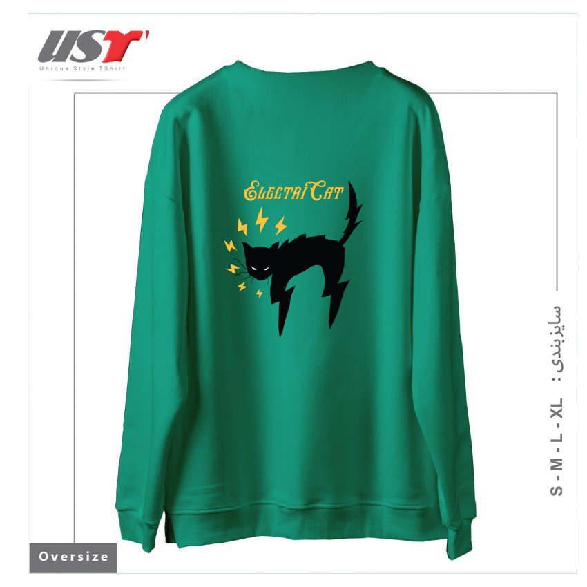 طرح lash-Recovered سوییشرت اورسایزرنگ سبز سدری