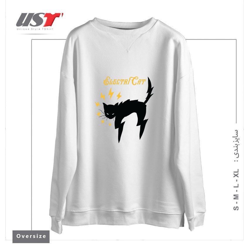 طرح lash-Recovered سوییشرت اورسایزرنگ سفید