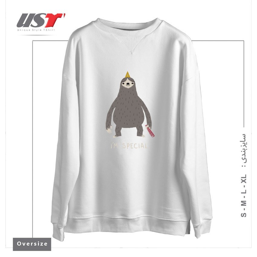 طرح I'M SPECIAL سوییشرت اورسایزرنگ سفید